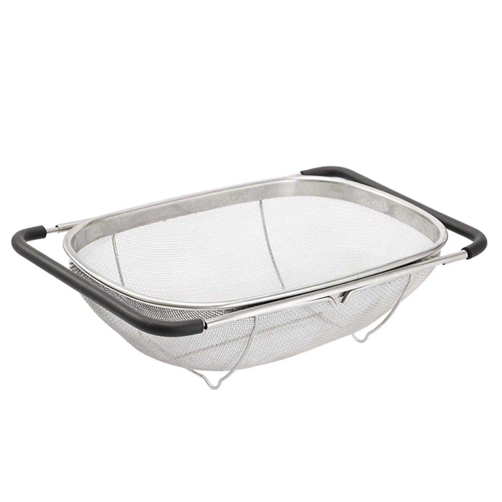 Multifunctional rice washing drain basket oval stainless steel vegetable washing filter retractable border drain net