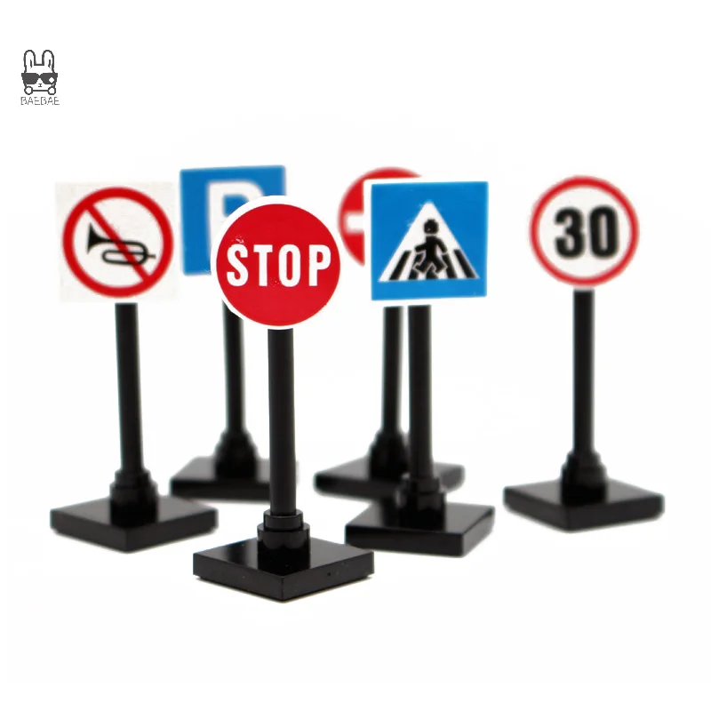 6Pcs 1/12 Dollhouse City Traffic Road Signs Dollhouse Simulation Speed Limit Roadblock Sign Accessories Kid Pretend Play Toys