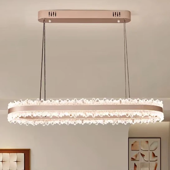 Modern Scandinavian Living Room Bedroom Acrylic Pendant Lamp Gold Color Beautiful Dining Room Kitchen Island Chandelier