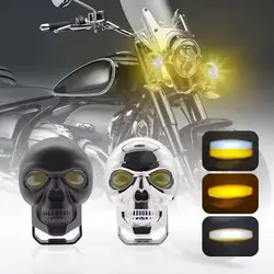 Motorcycle LED Light Skull Shape Waterproof Lamp Electric Vehicle Headlight Fog Light Projector Lens Spotlight For Motorcycle
