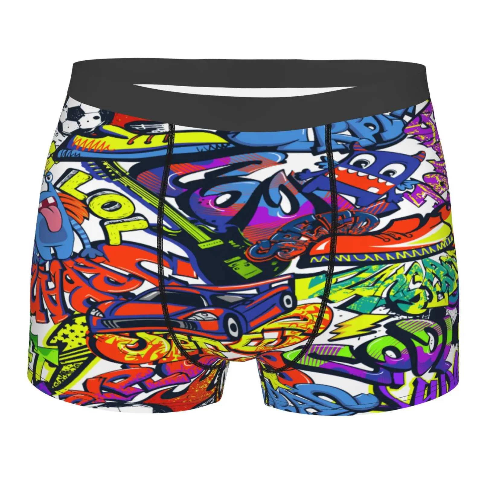 

Мужские дышащие трусы-боксеры серии Graffiti с узором и принтом, удобное мягкое эластичное нижнее белье, плавки с выпуклым мешочком для мужчин и мальчиков