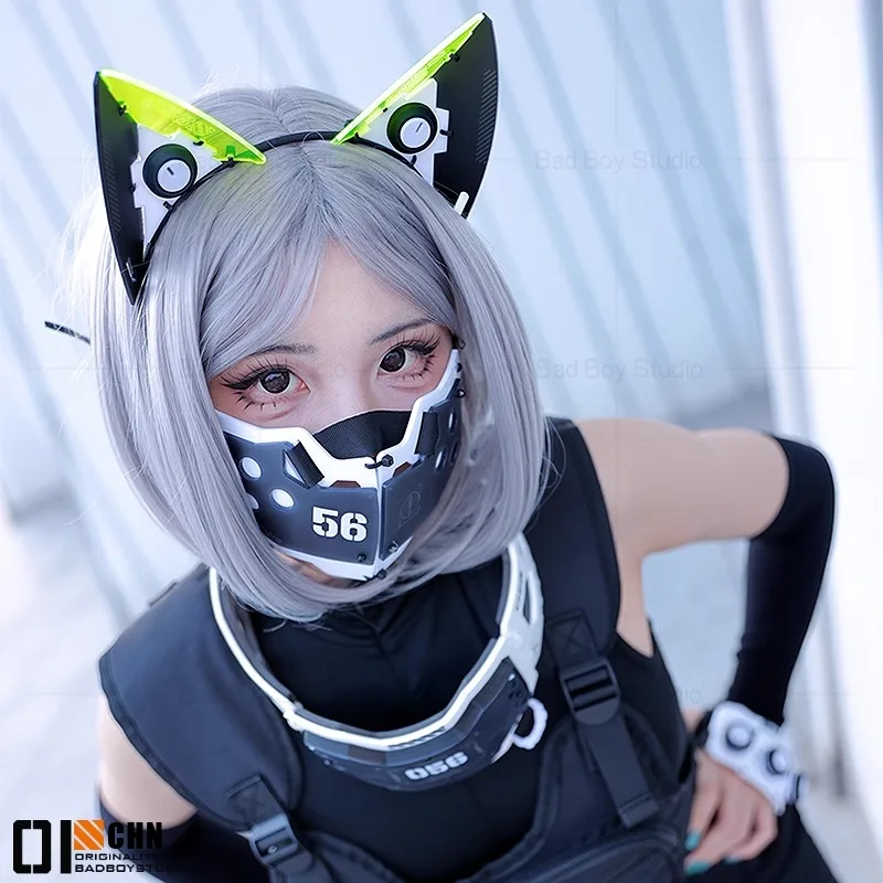 لعبة CyberCosplay قناع الملحقات النساء الخيال العلمي الميكانيكية قناع اليد درع تأثيري الدعائم هالوين