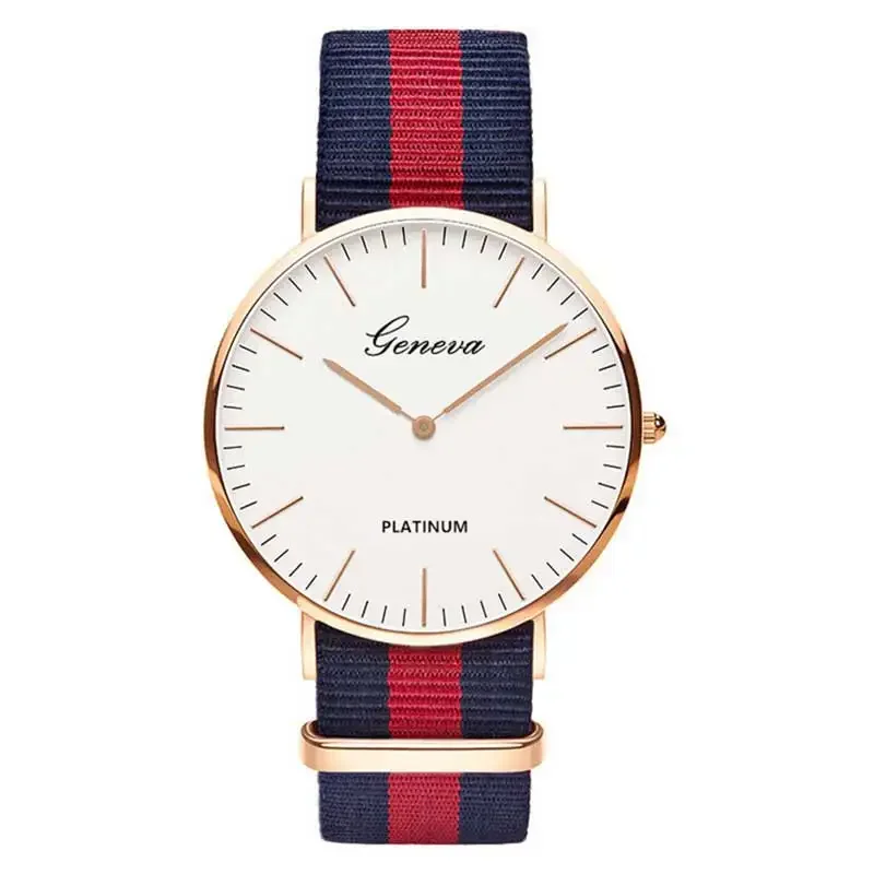 Promotieartikelen Geneva Horloge Vrouwen Ultradunne Horloges Nylon Band Kwarts Wrishorloges Dames Meisjes Studenten Mannen Sporthorloges