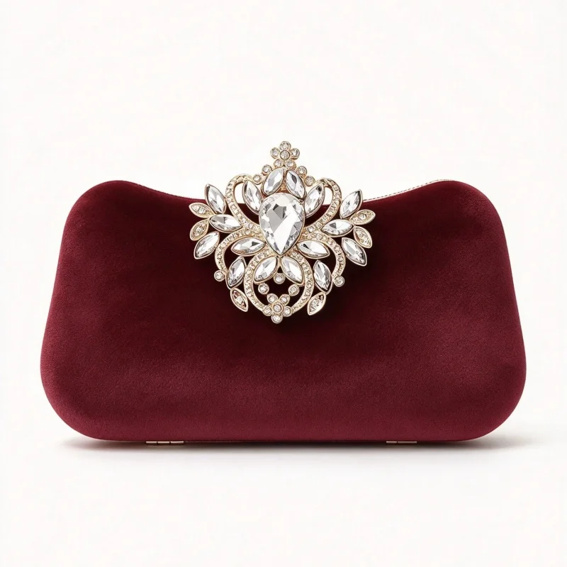 Luxury Navy Velvet Clutch for Women Large Crystal Rhinestone Embellished Evening Bag Wedding Bridal Formal Party Hand Purse