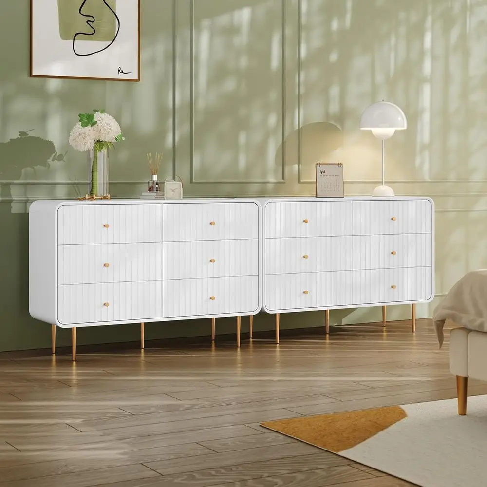 

luted 6 Ders Drer, 48'' Wide ern Chest o Ders with Gold Metal Handles,Drer TV Stand or 2 Piece, Wood Drers & Chest o Ders or Bed