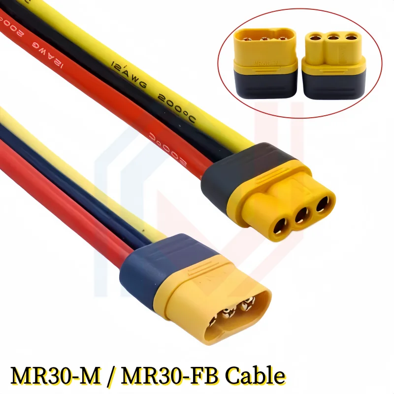 

MR30 Cable Connector Male/Female MR30-FB/MR30-M 3Pin Plug with Sheath Cover 18AWG Silicon Wire for RC Lipo Battery FPV Drone