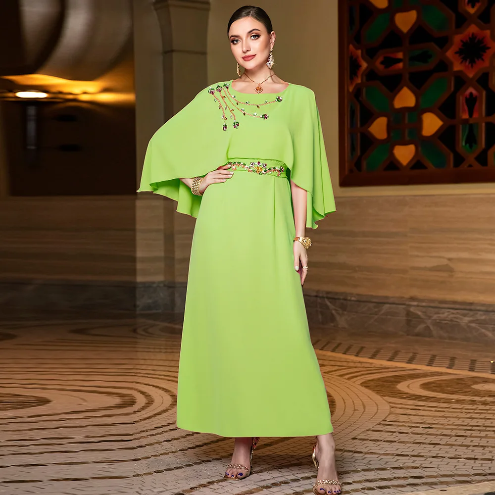 

Luxury Diamonds Kaftan Women Muslim Maxi Dress Evening Gown Ramadan Eid Mubarak Islamic Clothing Caftan Abaya Dubai Turkey Robe