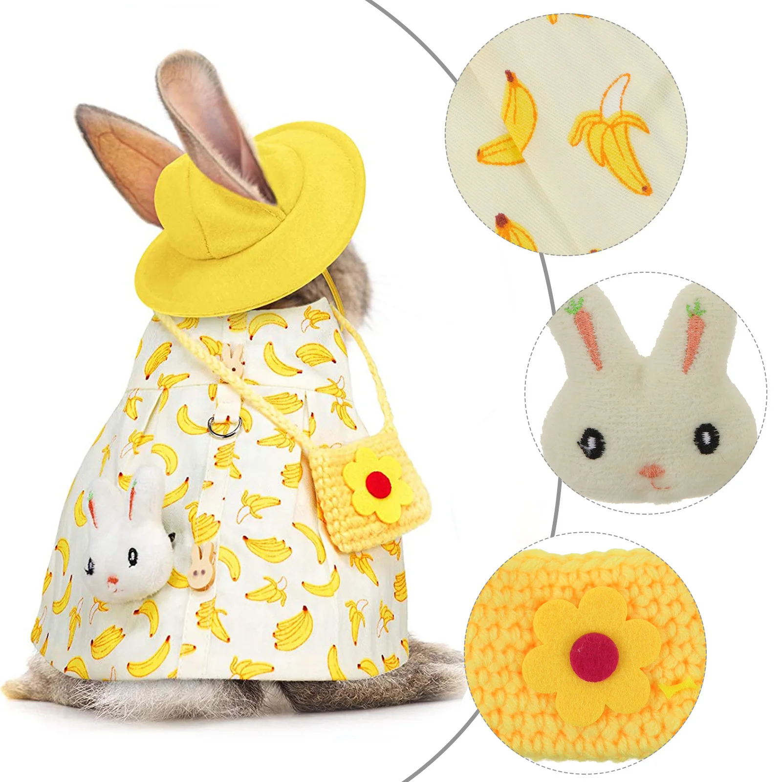 

2 set Bunny Clothes Set Rabbit Pet Costume Breathable Walking Harness Outfit Wedding Party Outdoor Activity Bunny Accessories