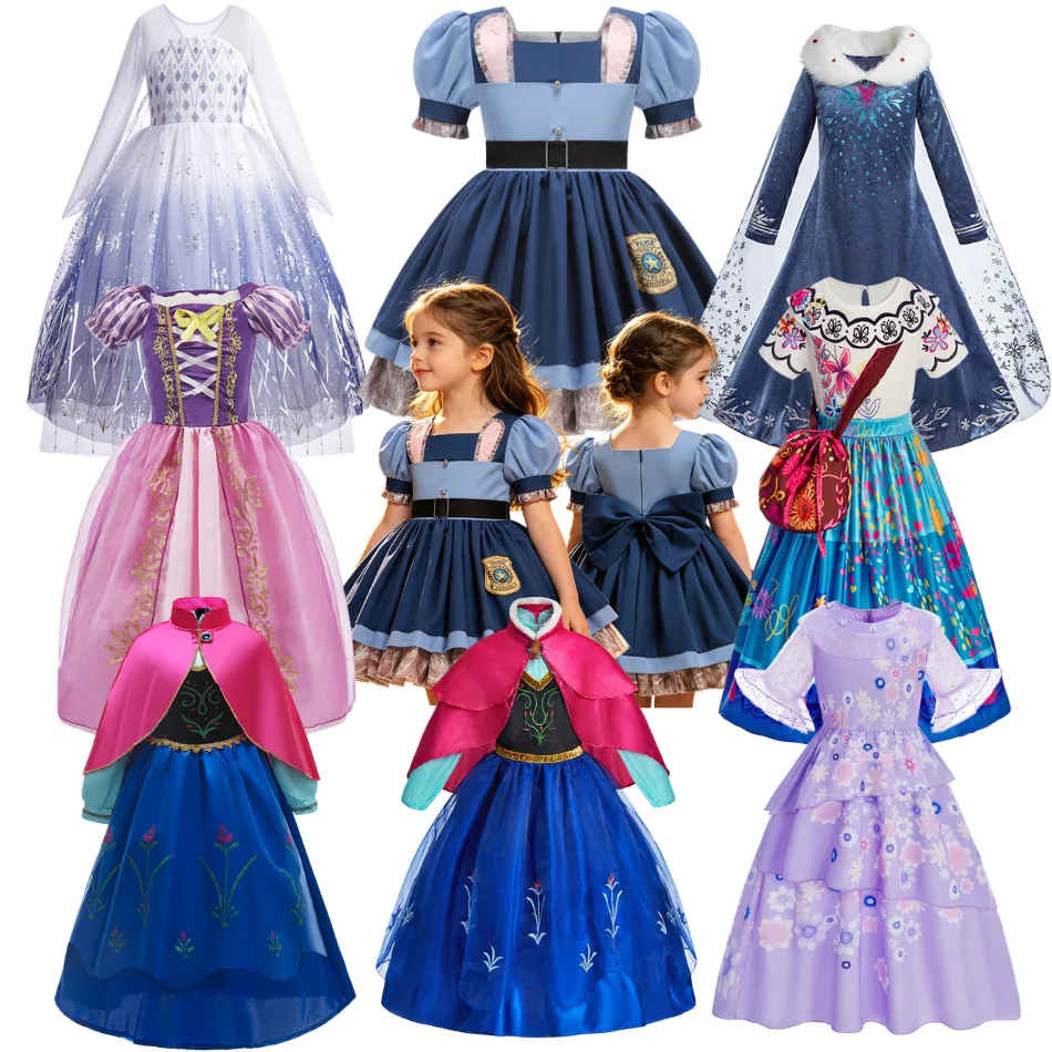 Girls Halloween Anna Elsa Princess Dresses Kids Rapunzel Cinderella Dress Up Baby Clothes Child Birthday Party Cosplay Costumes