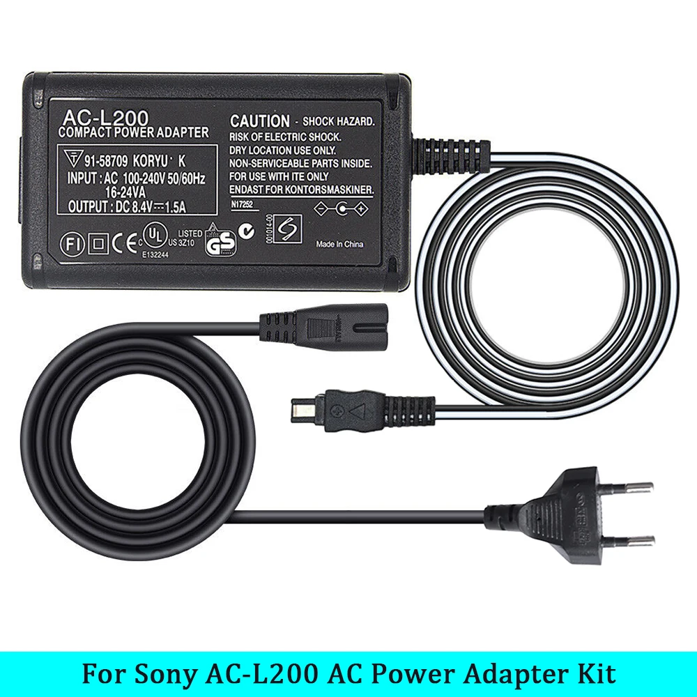 Cargador adaptador de corriente AC-L200 C/B/D L25 para Sony Handycam DCR-HC21 DCR-HC26 DCR-HC28 DCR-HC30 DCR-HC32 DCR-HC36 DCR-HC38 DCR-HC42