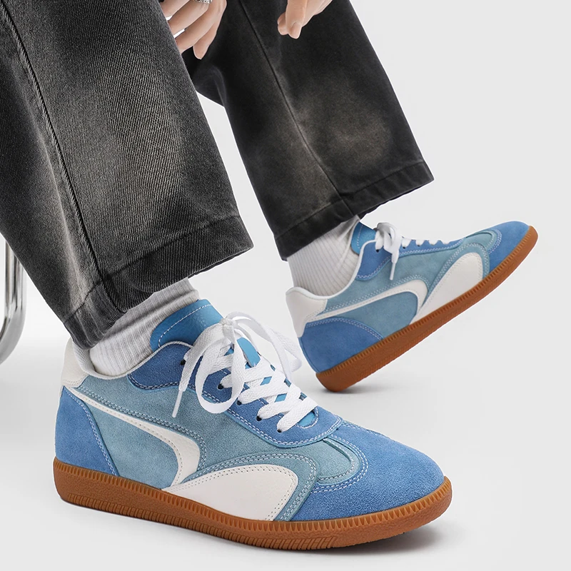 

5CM-7CM Height Increase Unisex German Trainers Shoes Suede Casual Sports Comfortable Hidden Heel Elevator Shoes Lift Sneakers