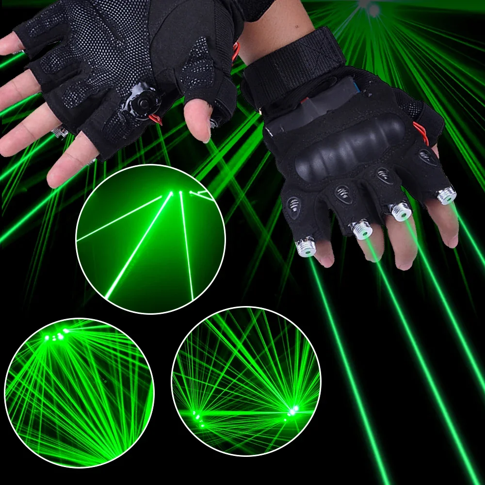 RGB Laser Gloves DJ Disco Multi-line 4 Heads Beam Light  For Finger Halloween Christmas Party Nightclub Club Stage Dancing Show