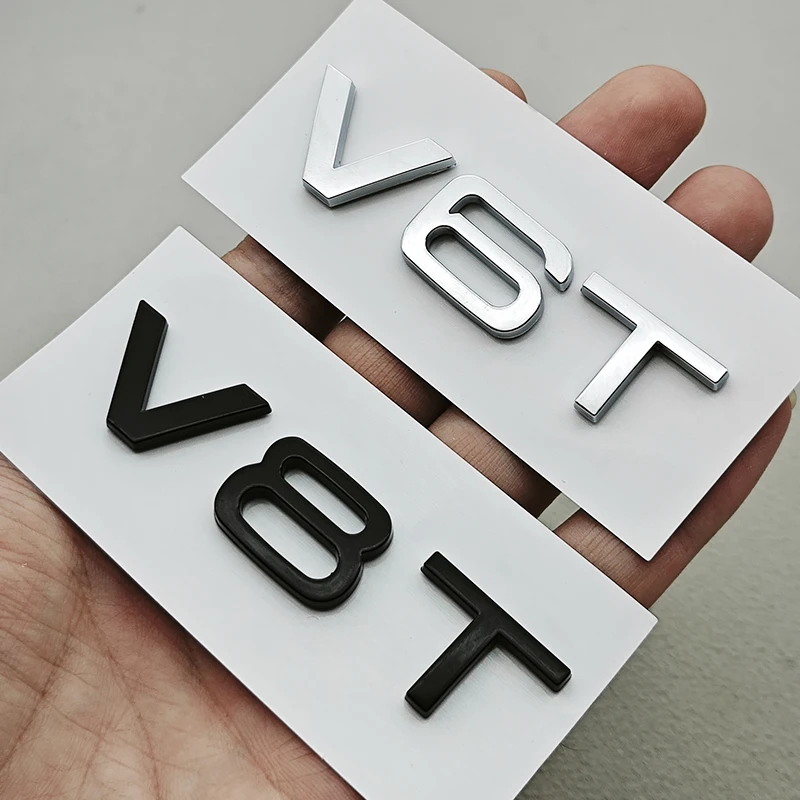 ثلاثية الأبعاد ABS رسائل السيارة الخلفي الجذع شارة شعار V6T V8T ملصق شعار مائي لأودي S4 S5 S6 S7 RS6 RS7 Q7 Q8 A5 A6 A7 A8 اكسسوارات