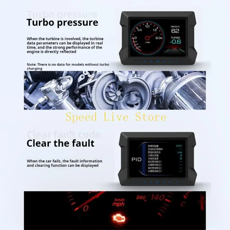 547C Universal Vehicle Display Showing Navigation And Slope Detection For Safe Driving