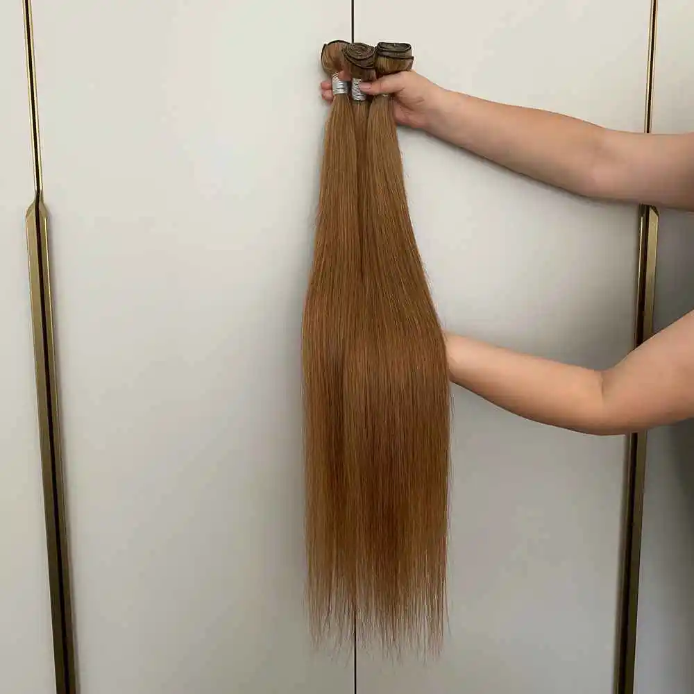 # 27 حزم من شعر طبيعي مفرود 3 حزم 8-30 بوصة 100 جرام/حزمة البرازيلي عذراء العسل وصلات شعر أشقر نسج الشعر الذهبي