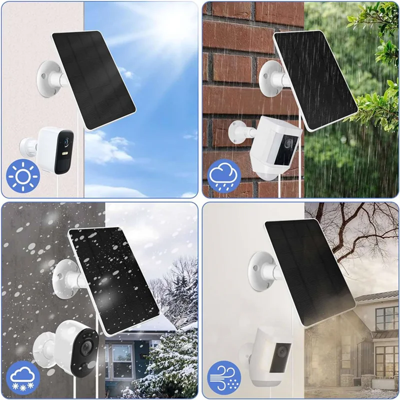 VELIF-2X Solar Panel For Outdoor Security Camera,5W Waterproof Solar Panels Charger For Ring Spotlight Cam Plus/Pro