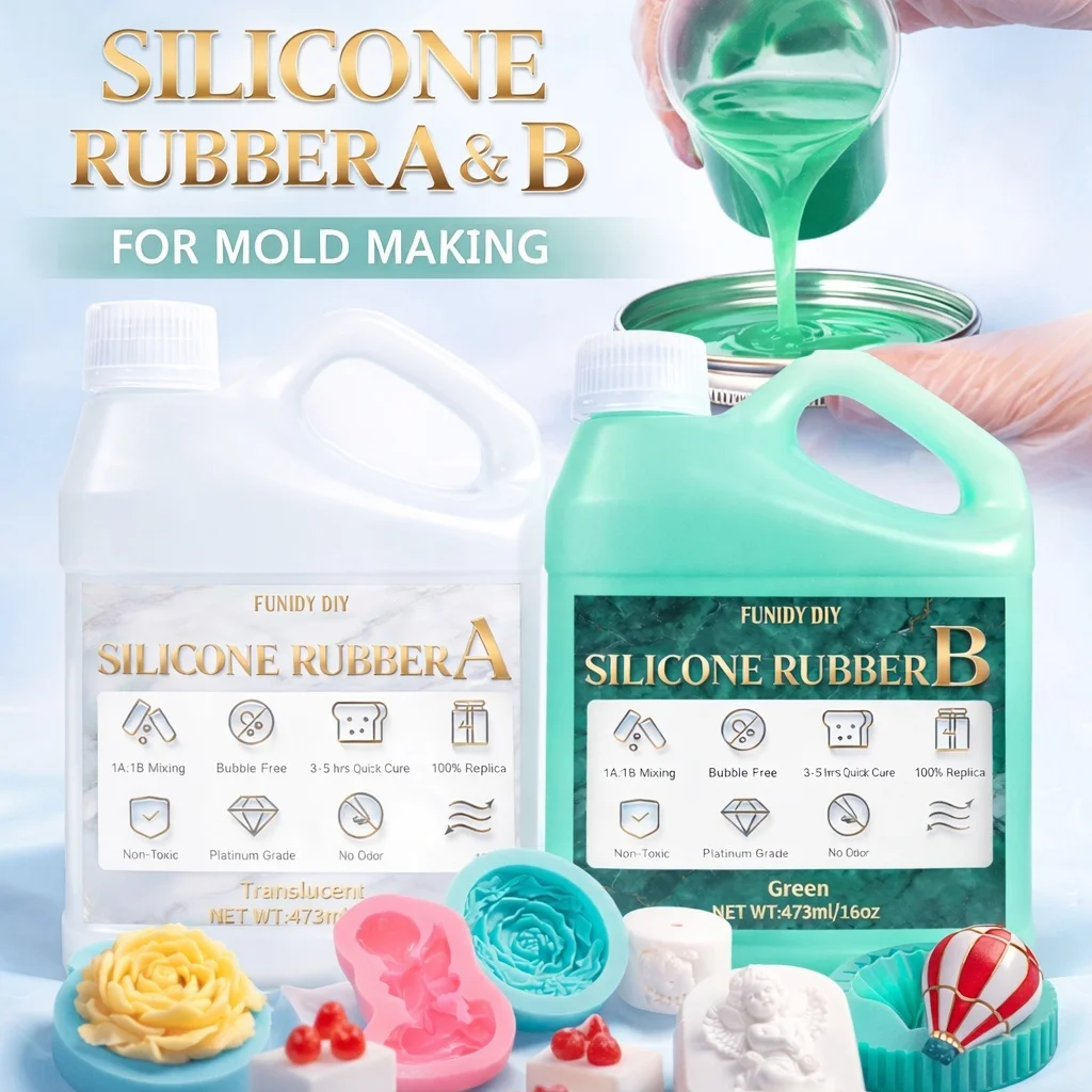 Silicone Mold Making Kit, 10A Super Flexible & Bubble Free Translucent Silicone, 4H Fast Cure 1:1 for Mold Maker