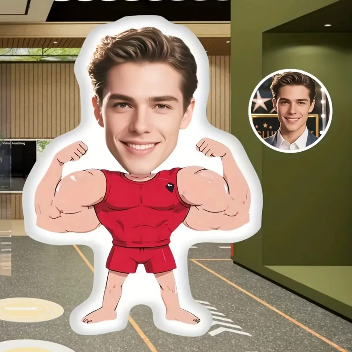 Personalized Photo Plush Pillow - Custom Muscle Man Style Gift with Your Photo, a Must-Have Gift for Being Funny