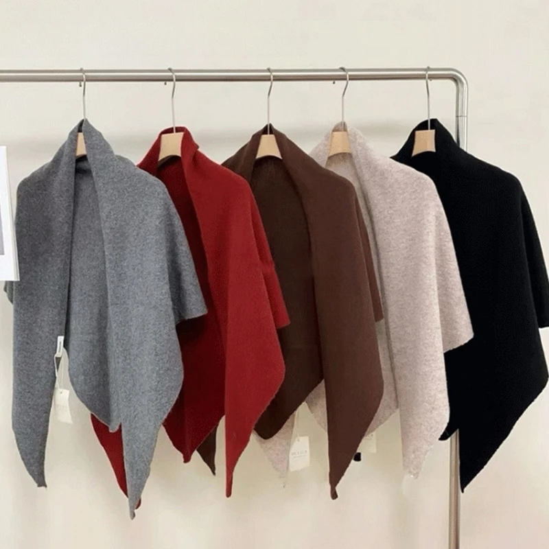 

Мягкая зимняя шаль для женщин, теплый шерстяной треугольный шарф, большая накидка, защита шеи, аксессуар для холодной погоды