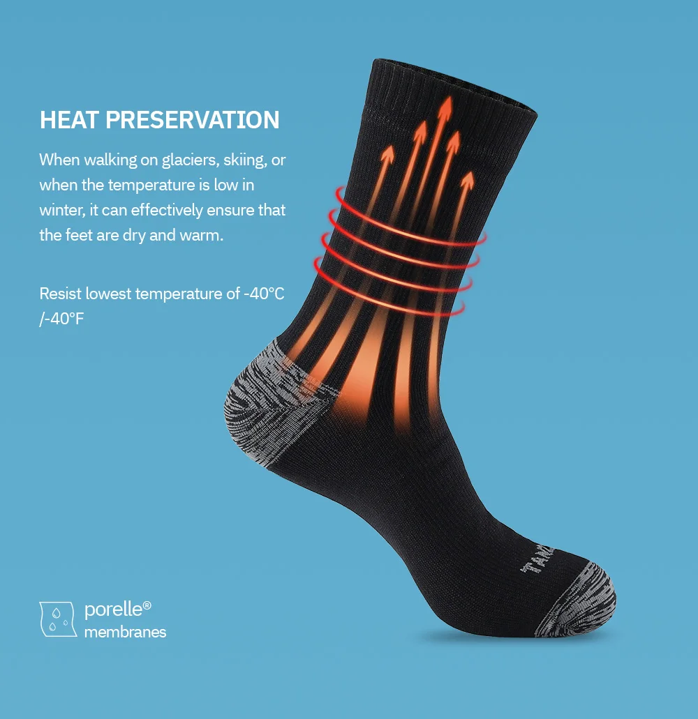 Calcetines impermeables para hombre, calcetín deportivo térmico cálido para nieve, MEMBRANES PORELLE, Snowboard, ciclism