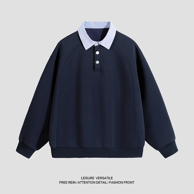 

Spring Autumn Outdoor Fitness Running Loose Comfortable Top Fashion Trend Fake Two piece Couple Collar Versatile Hoodie T-shirt