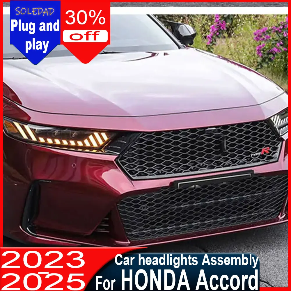 

LED Head Lamp for Honda Accord 11th Headlight 2023-2025 Headlights Accord DRL Turn Signal High Beam Angel Eye Projector Lens