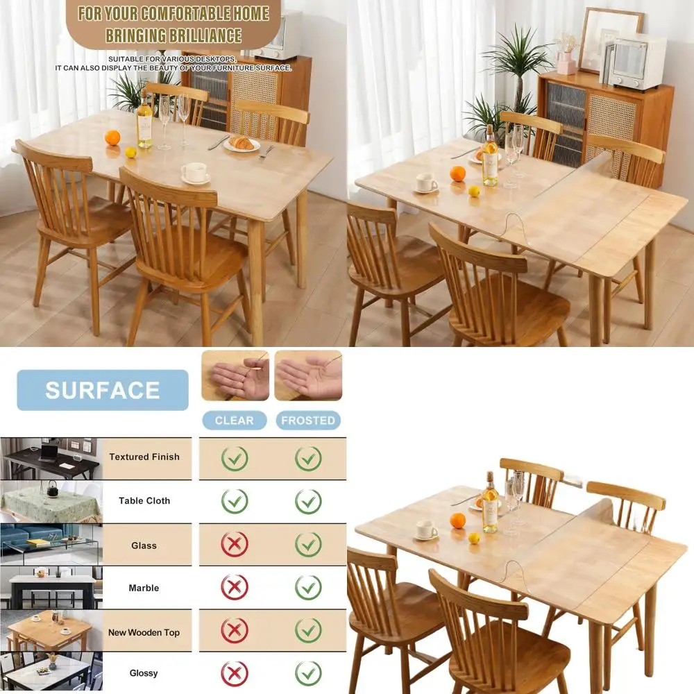 

1.5mm Thick Clear PVC Table Cover, 24x60 Inches, Water-Resistant, Non-Slip, Ideal for Dining and Desk Use
