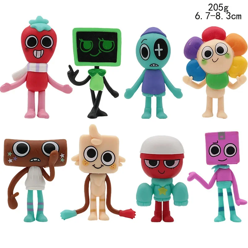 8PCS/Set Dandy's World Action Figure Toy Cartoon Dandy World Horror Game PVC Model Doll Figurines Kids Birthday Cake Decoration