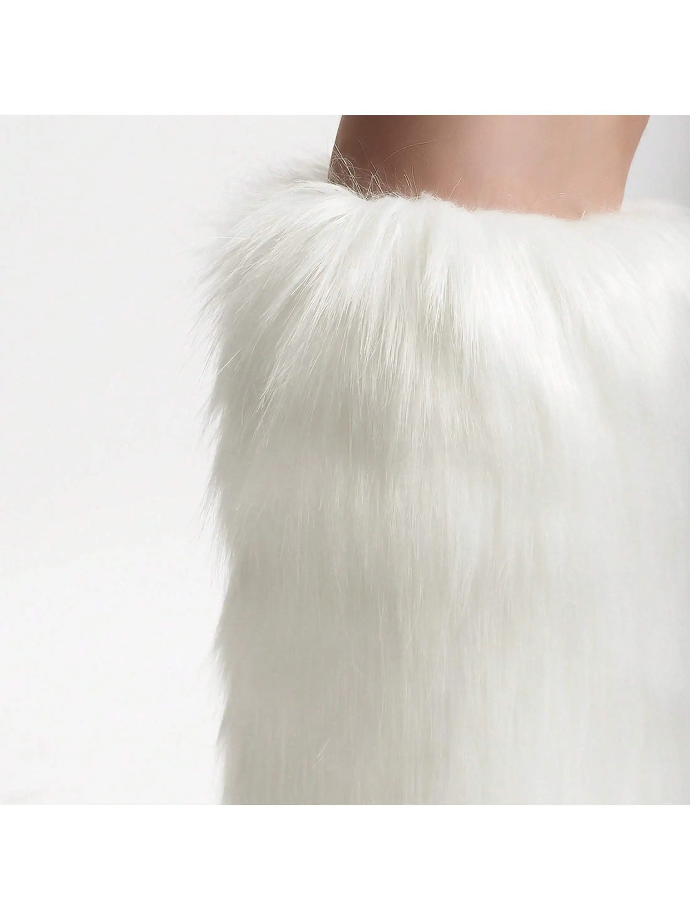 1 paio di scaldamuscoli finti bianchi da 20/40 cm per l'inverno, adatti per l'uso quotidiano o costumi di attività festival per feste, decorazioni per le gambe