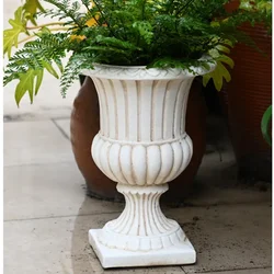 Vintage Plant Stand Large Caliber Trophy Flower Pot Garden Landing, Succulent Container, High Footed Roman Gardening Decorations