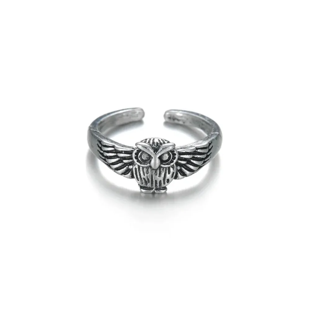 New Simple Retro Classic Owl Ring Skull Men and Women Open Adjustable Size Ring Fashion Street Niche Birthday Party TrendJewelry