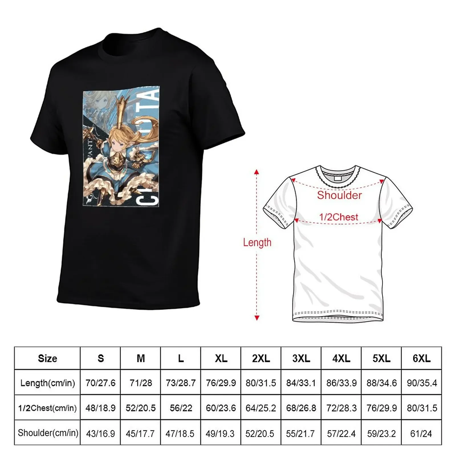 Charlotta シャルロッテ Granblue Fantasy The Animation T-Shirt custom t shirt Short sleeve tee shirts graphic tee blacks Men's clothing