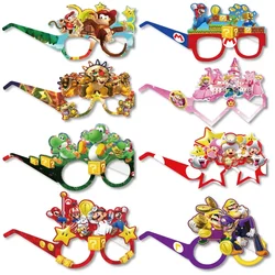 8 szt. Super Mario okulary dekoracje na przyjęcie urodzinowe akcesoria dla dzieci Cosplay akcesoria zawieszki charmsy dzieci dziewczyny chłopcy prezenty