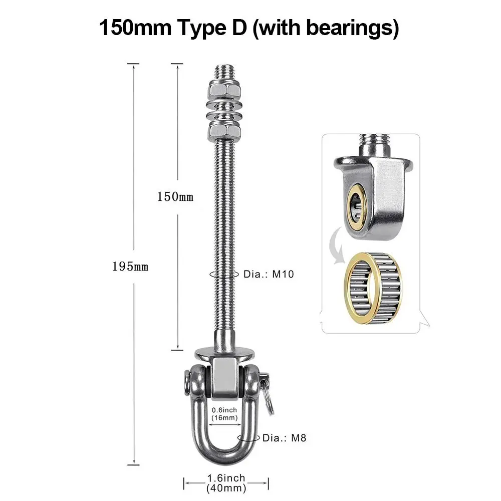 Useful Heavy Duty Swing Hook Stainless Steel Threaded Shaft Yoga Hammock Hook Easy Installation Hanging Hook Tree Swing image 6