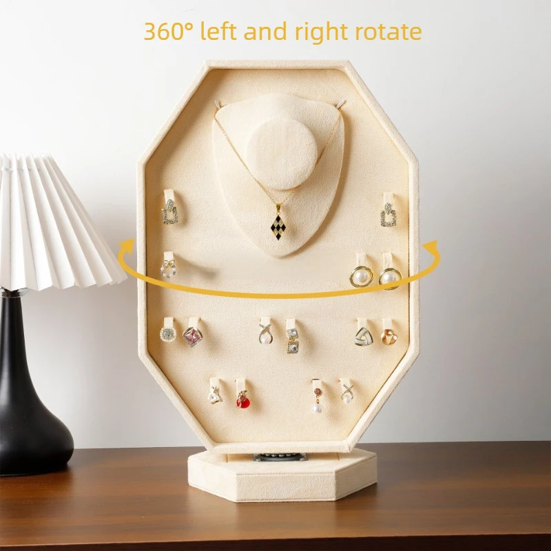 Rotatable Jewelry Display Stand Counter Earring Necklace Display Rack Showcase Necklaces Racks Women's Jewelry Storage Holder