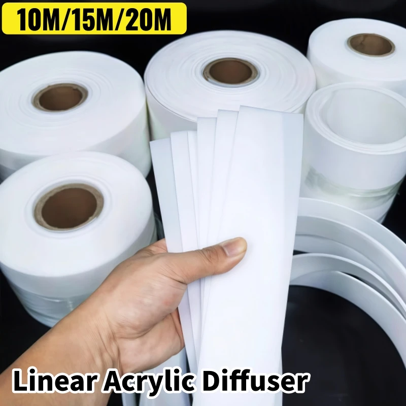 10m/15m/20m Frosted Milky LED Aluminum Profile Diffuser 1mm Thick Acrylic Cover Sheet Channel Bendable Bar Strip Light Lampshade