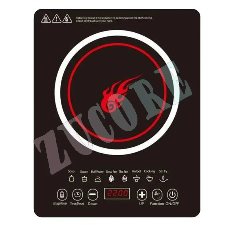 

Desktop 2200W Induction Cooker 220V Black Microcrystalline Panel Induction Cooker Household Hot Pot Electric Heater