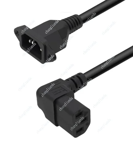 90-Degree Elbow Power Supply Extension Cable - Ultra-Thin Soft C13 to C14