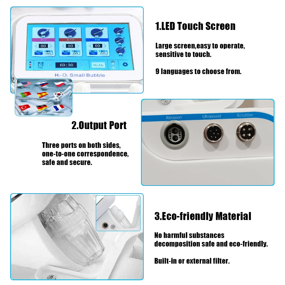 New 7 in 1 Hydro Dermabrasion Facial Machine Water Oxygen Hydrogen Deep Cleansing Auqa Peeling Bio Lifting Blackhead Remove Tool