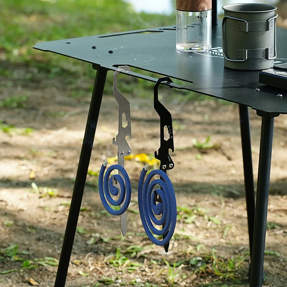 Camping Cooking Utensil Holder - เครื่องมืออเนกประสงค์สแตนเลสพับได้สำหรับใช้งานกลางแจ้ง พร้อมที่ใส่ยากันยุงและไม้บรรทัด