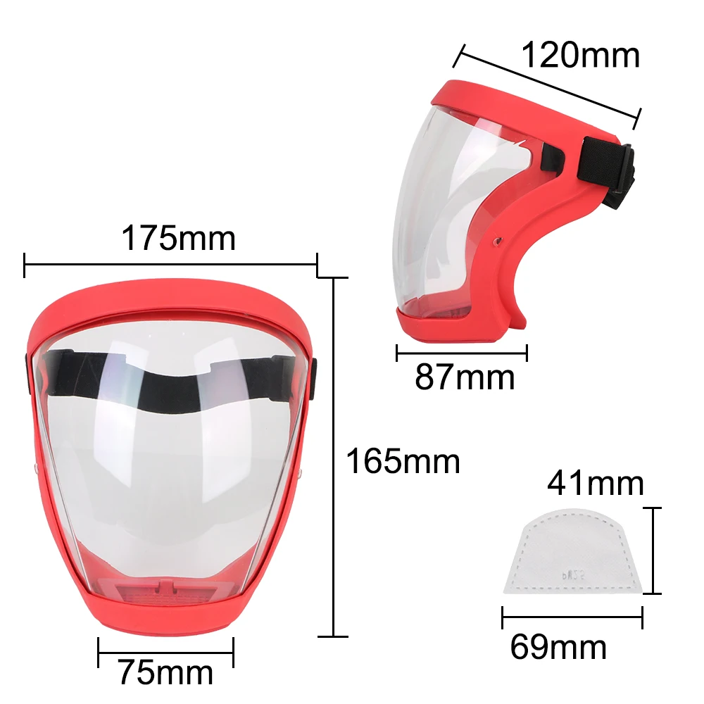 Motorcycle Bicycle Cycling Dusting Mask With Filters Full Face Shield Protection Face Cover Oil-splash Proof Mask Kitchen Tool