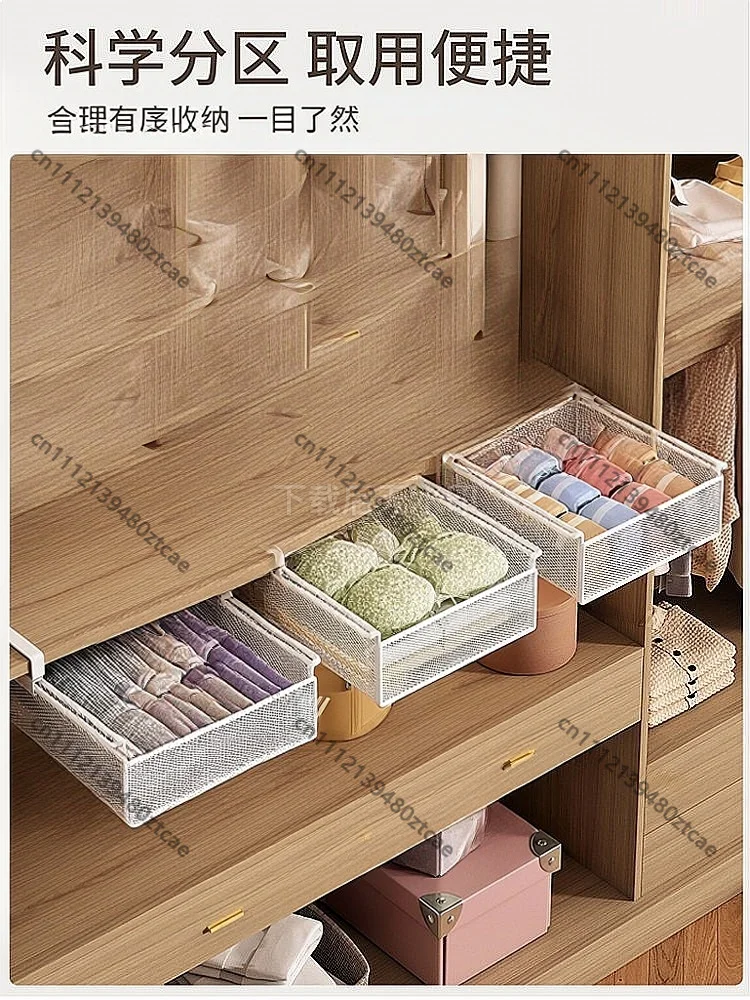Wardrobe Pull Baffle Cabinet Layered Organizer Hanging Underwear Socks Storage Box for Closet