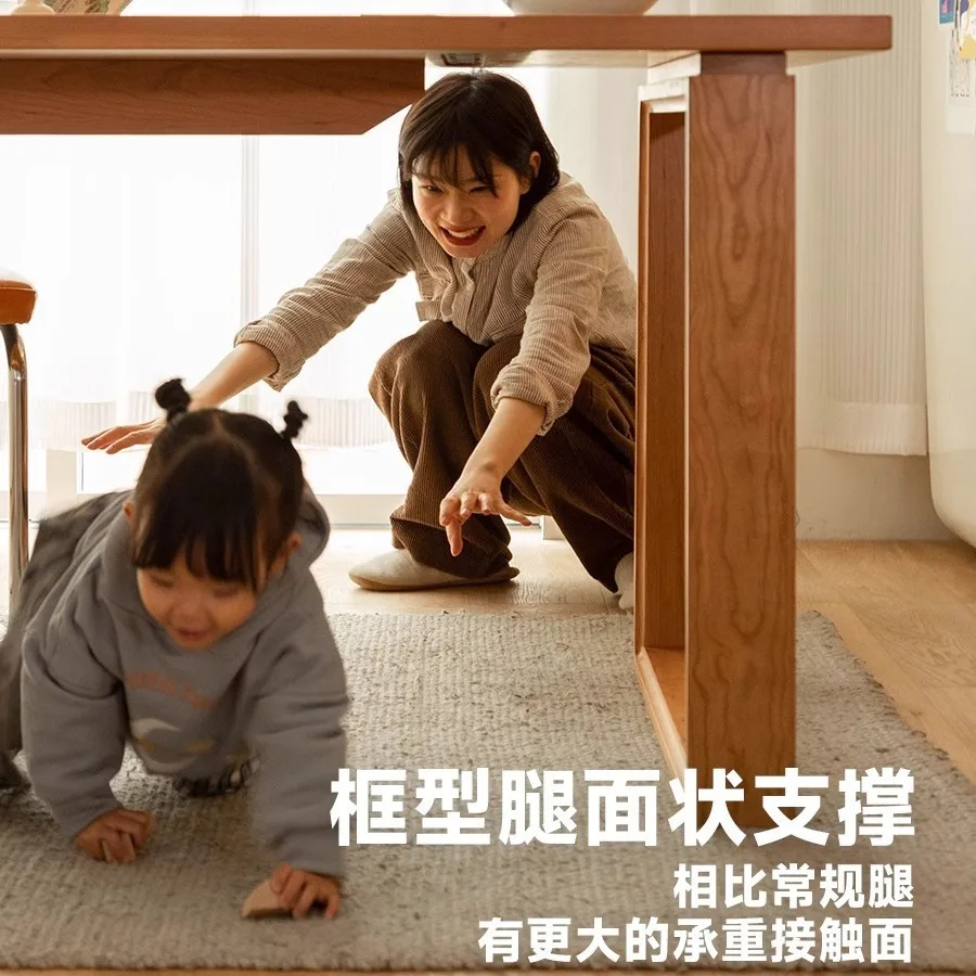 Mesa de jantar doméstica de madeira de cerejeira personalizável retângulo sala de estar japonesa pequena unidade mesa de jantar