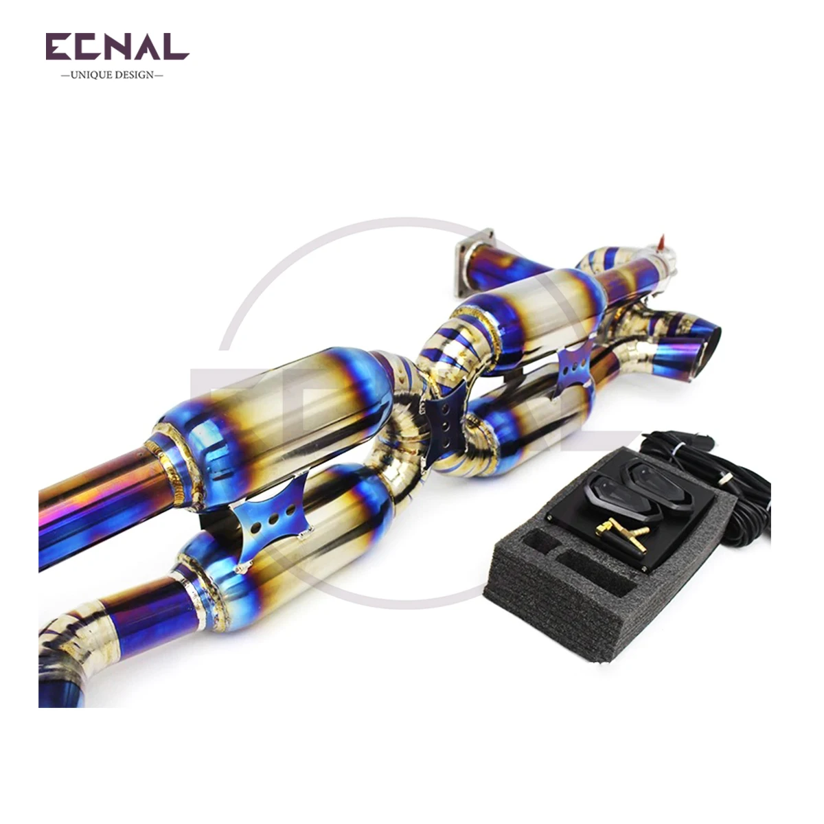 Ecnal Exhaust Valved Axle-back Pipe for Porsche 911 997.1 Turbo 3.6T 3.8T 2005-2011 Titanium Alloy Car Sport Exhaust System