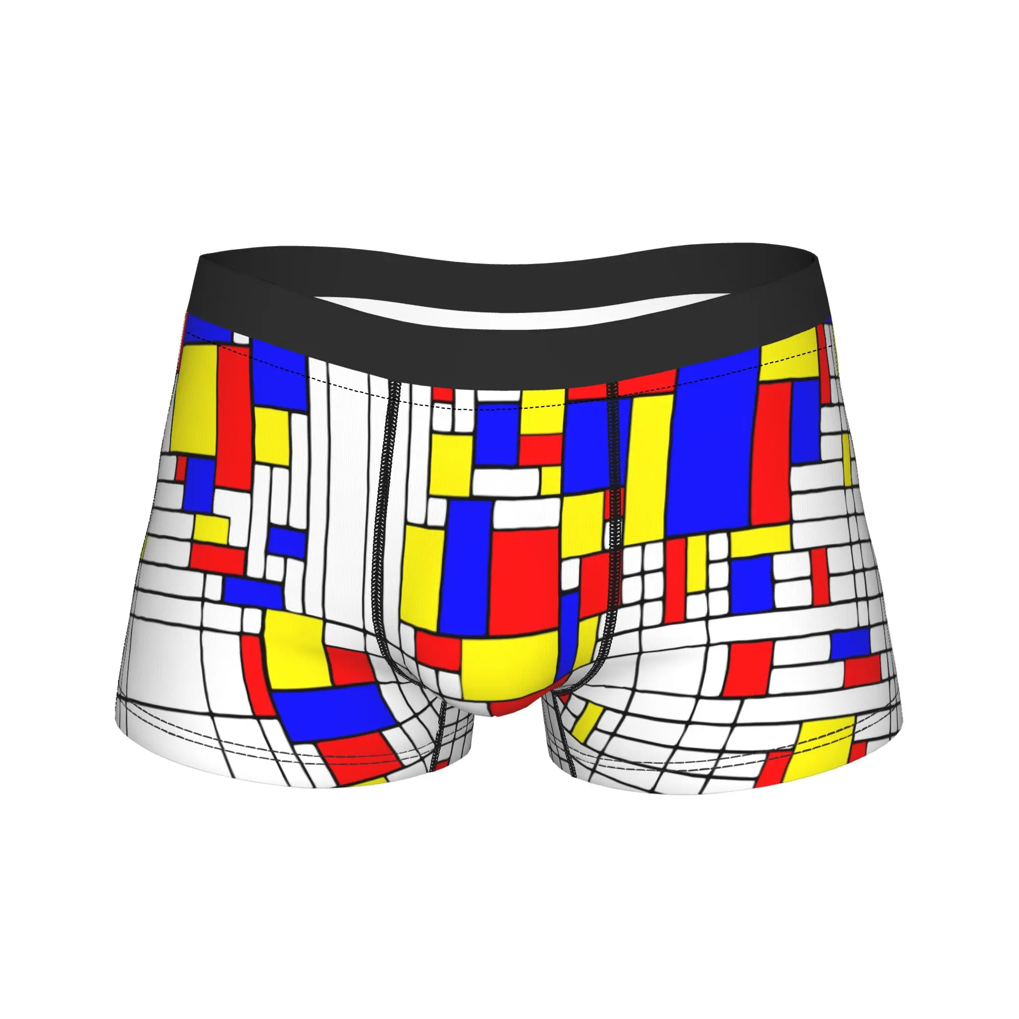 

Mondrian Map Men's Underwear Minimalist Geometric Boxer Briefs Shorts Panties Funny Polyester Underpants for Homme Plus Size