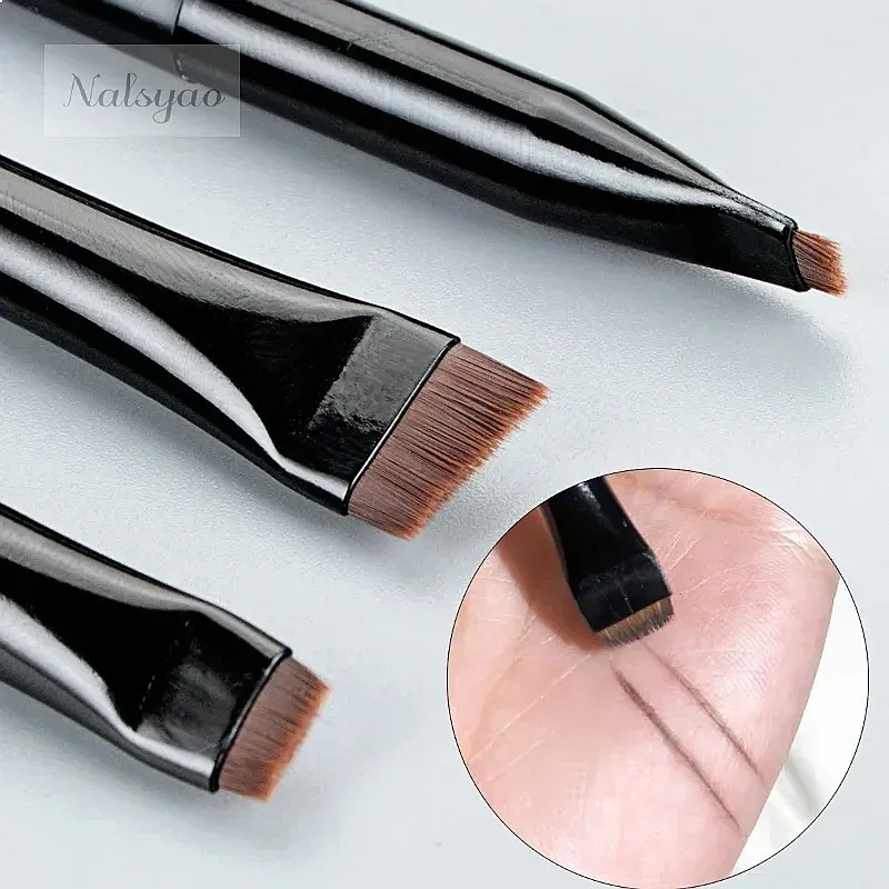 CNKESS 3pcs/set Blade Eyeliner Brush Eyebrow Brush Portable Flat Fine Eye Liner Brow Contour Makeup Brushes
