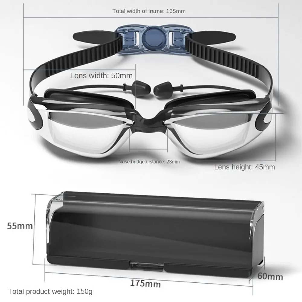 Professional Anti Fog Swimming Goggles With Earplugs Wide View Swim Glasses Waterproof HD Diving Eyewear Swimming Beginner