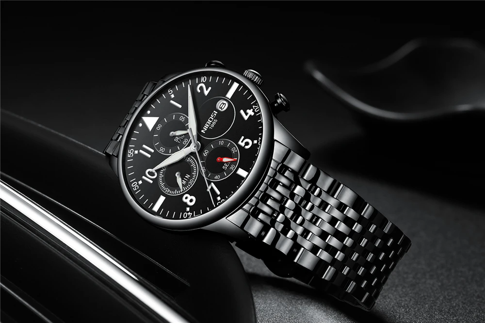 NIBOSI Fashion Mens Watches Top Brand Luxury Quartz Watches Men Chronograph Waterproof  Wristwatch Steel Male Clock Reloj Hombre view 4