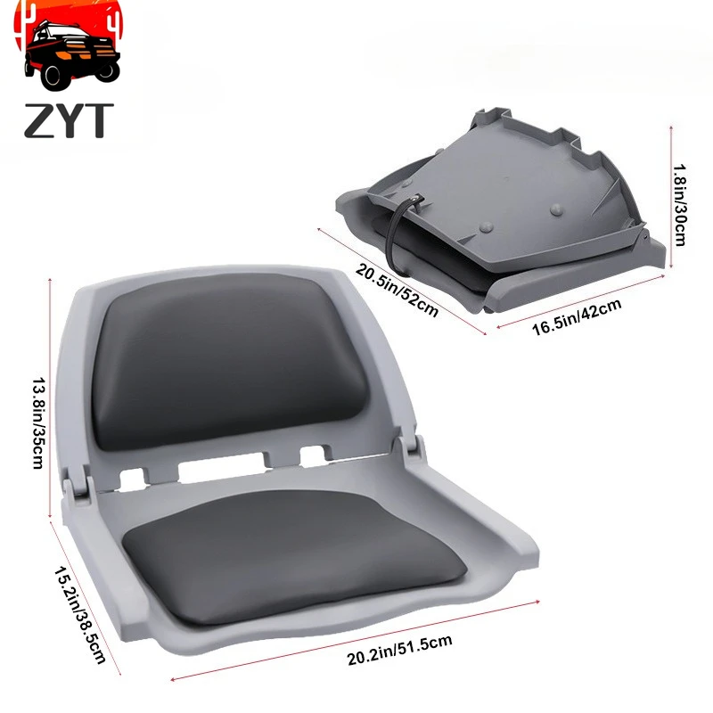 2PCS Black leather-cushioned folding seat, sun-proof corrosion-resistant and waterproof suitable for marine use