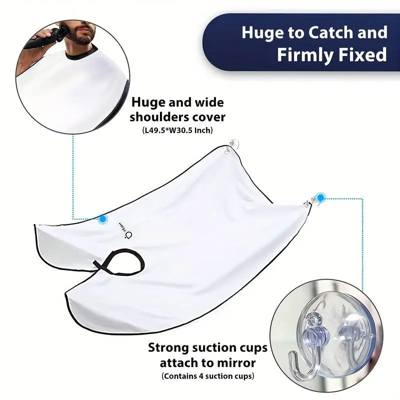 1Pcs Beard Apron Shave Shawl Cloth Waterproof Beard Bib with Strong Suction Cup-Non-Stick Shaving Cloth Kit for Men Cape C0029A